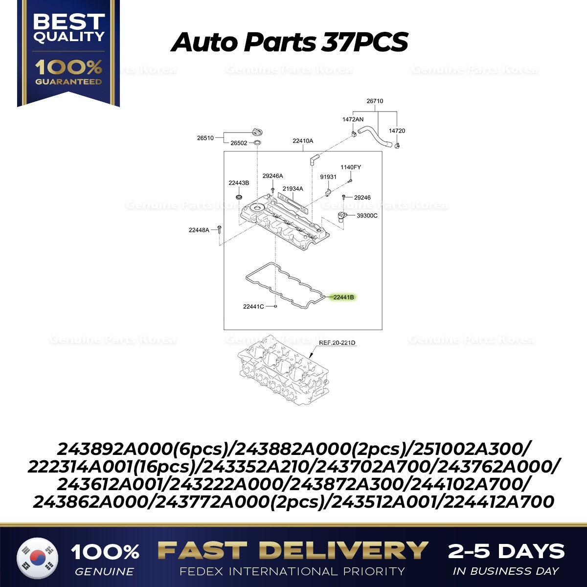 Genuine Auto Parts 37PCS for Kia Sportage