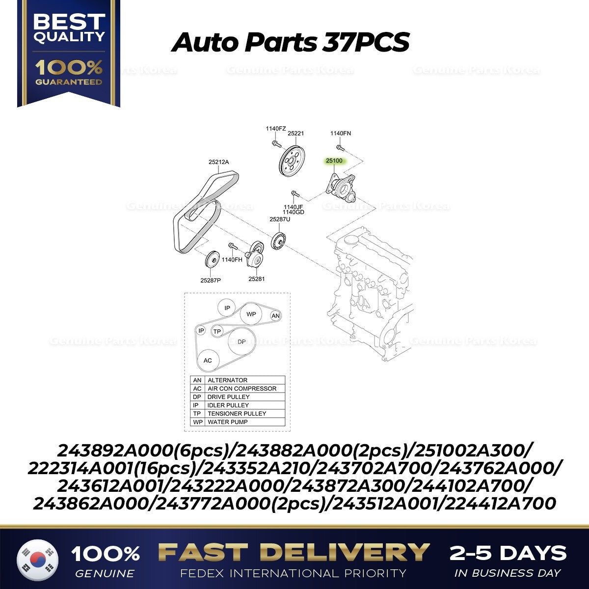 Genuine Auto Parts 37PCS for Kia Sportage