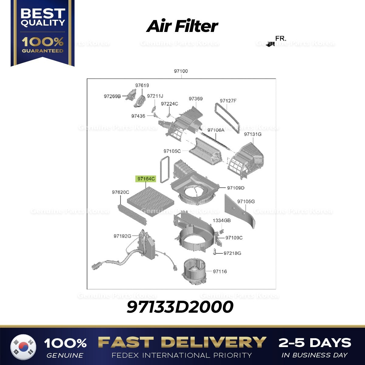 Genuine Air Filter 97133D2000 for Hyundai Genesis G80 G90 GV70