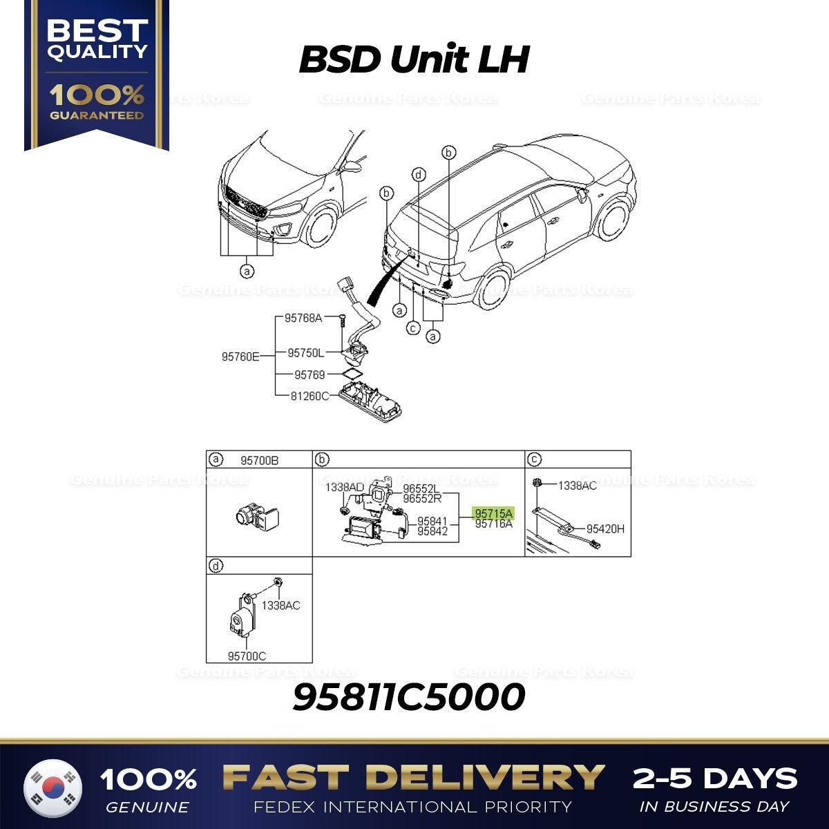 Genuine BSD Unit LH 95811C5000 for Kia Sorento