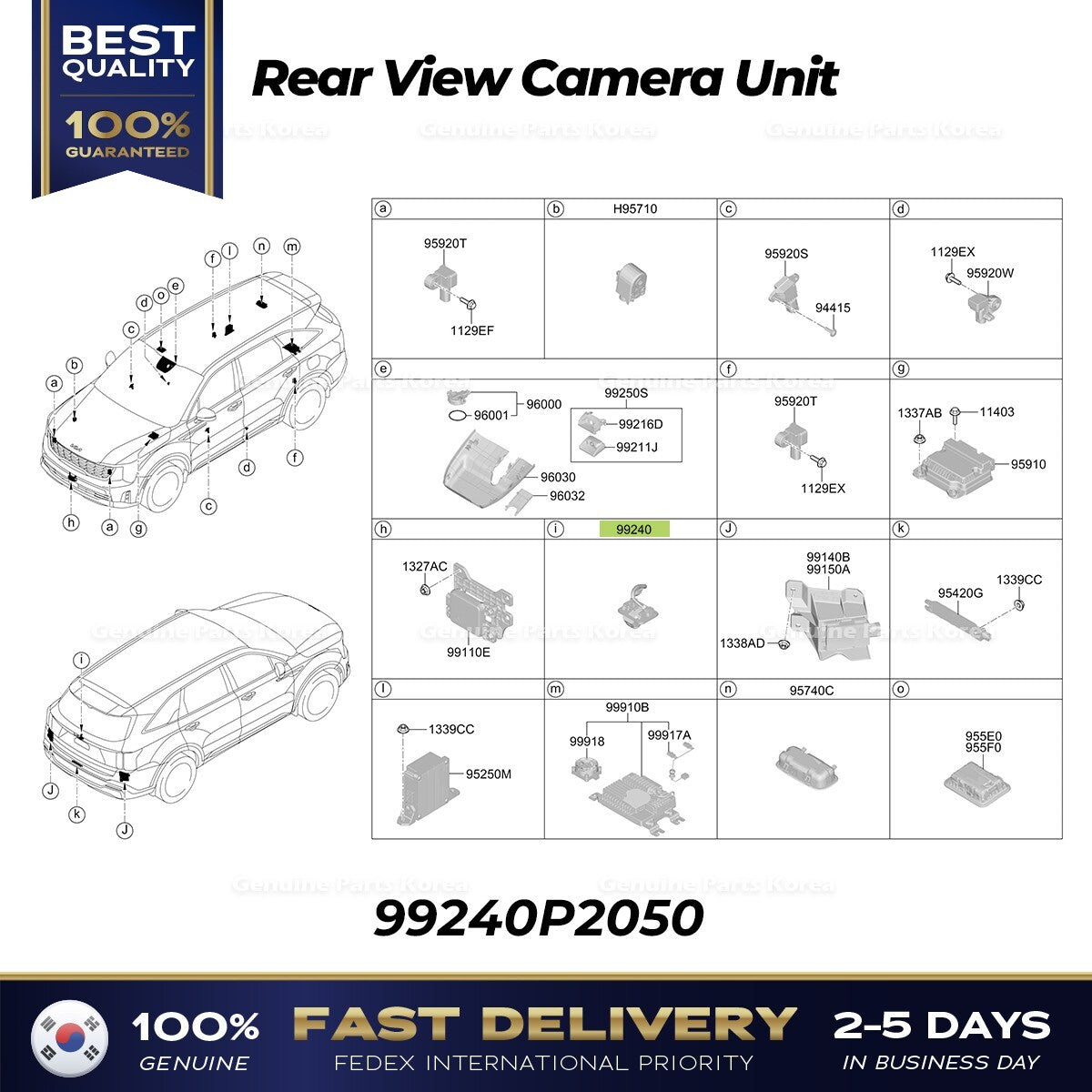 Genuine Rear View Camera Unit 99240P2050 for Kia Sorento