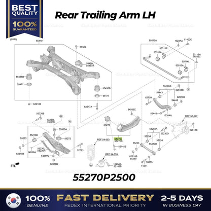 Genuine Rear Trailing Arm LH 55270P2500 for Hyundai Santa Cruz Kia Sorento