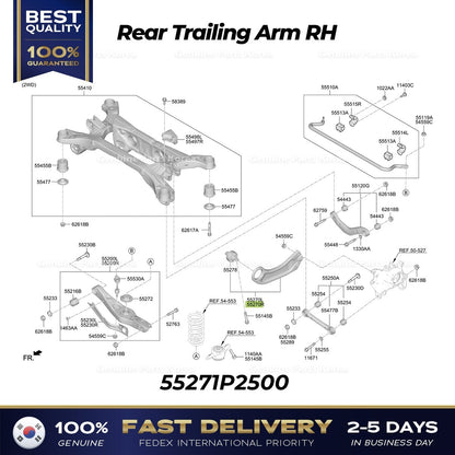 Genuine Rear Trailing Arm RH 55271P2500 for Hyundai Santa Cruz Kia Sorento