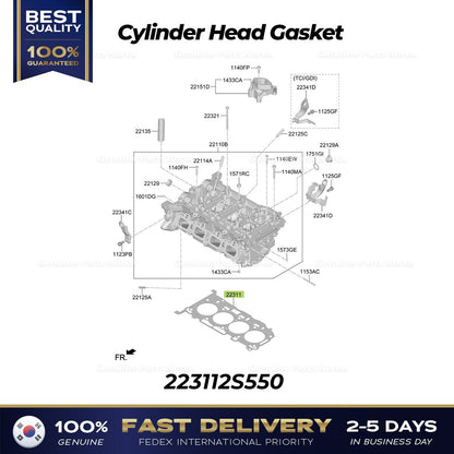 Genuine Cylinder Head Gasket 223112S550 for Hyundai Santa Cruz Kia Sorento