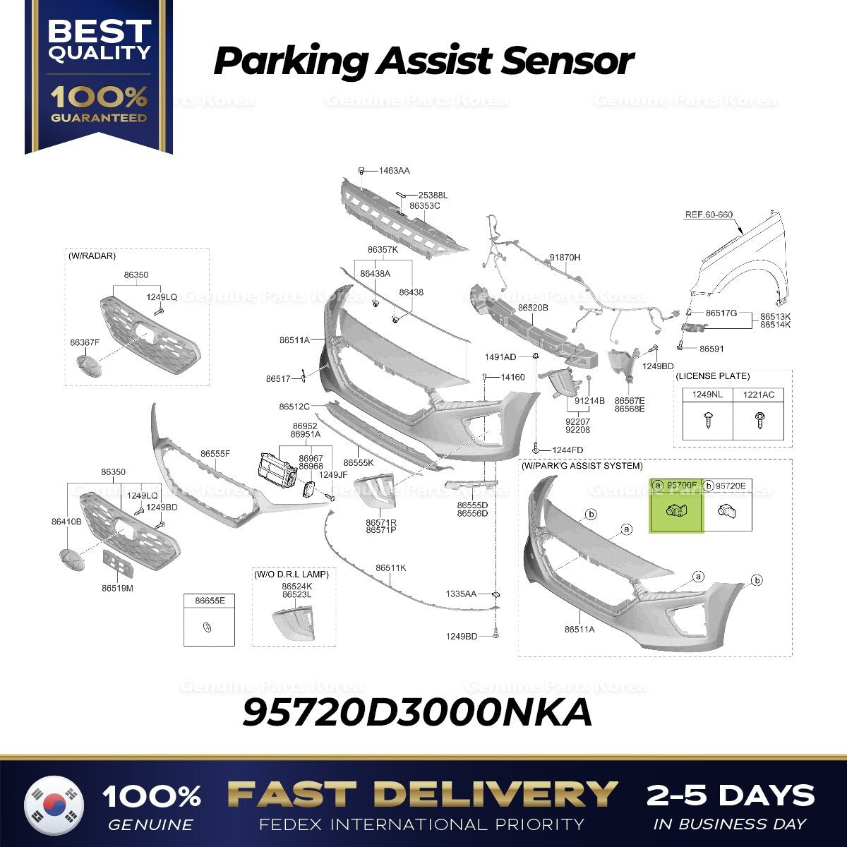 Genuine Parking Assist Sensor 95720D3000NKA for Hyundai Ioniq Tucson