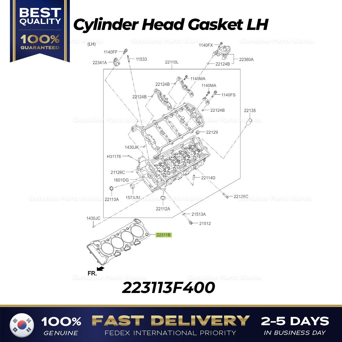 Genuine Cylinder Head Gasket LH 223113F400 for Hyundai Genesis G80 G90