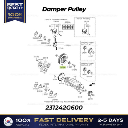 Genuine Damper Pulley 231242G600 for Hyundai Santa Fe Kia Forte