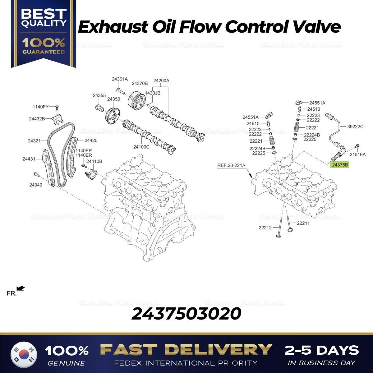 Genuine Exhaust Oil Flow Control Valve 2437503020 for Hyundai Elantra Kia Niro