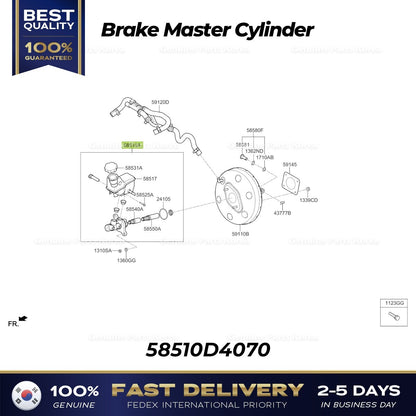 Genuine Brake Master Cylinder 58510D4070 for Kia Cadenza