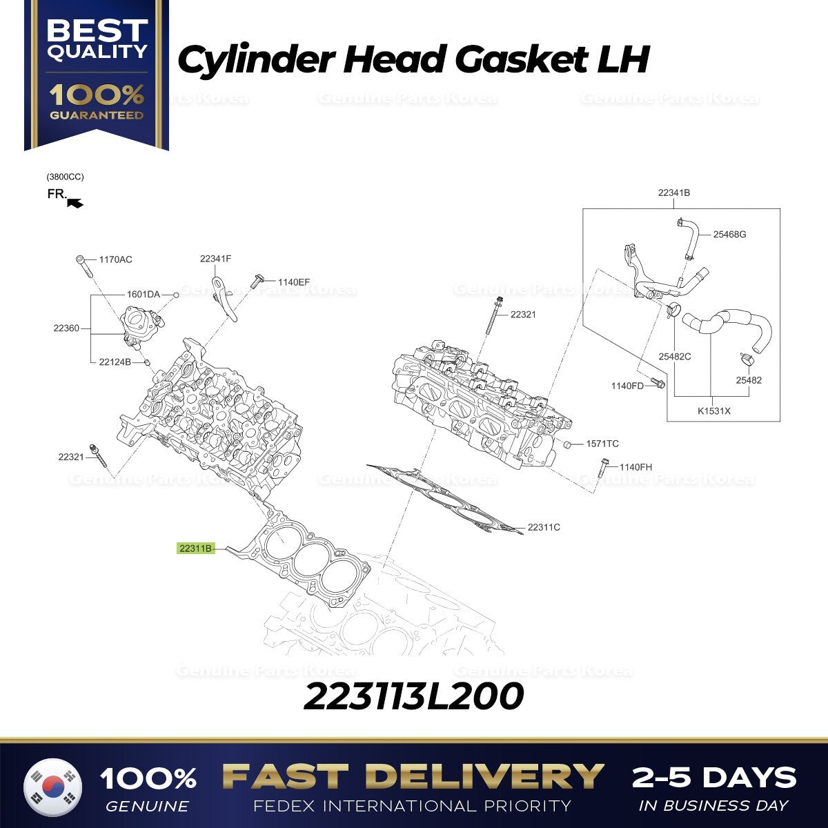 Genuine Cylinder Head Gasket LH 223113L200 for Hyundai Genesis Kia