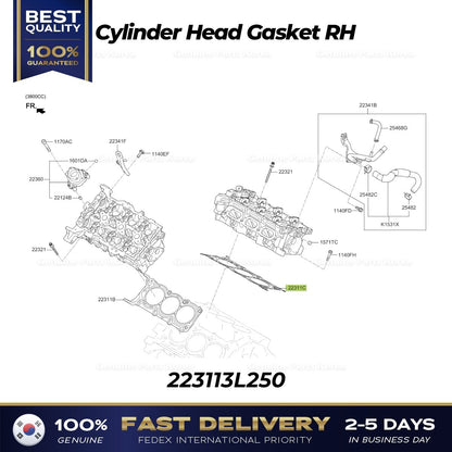 Genuine Cylinder Head Gasket RH 223113L250 for Hyundai Genesis Kia