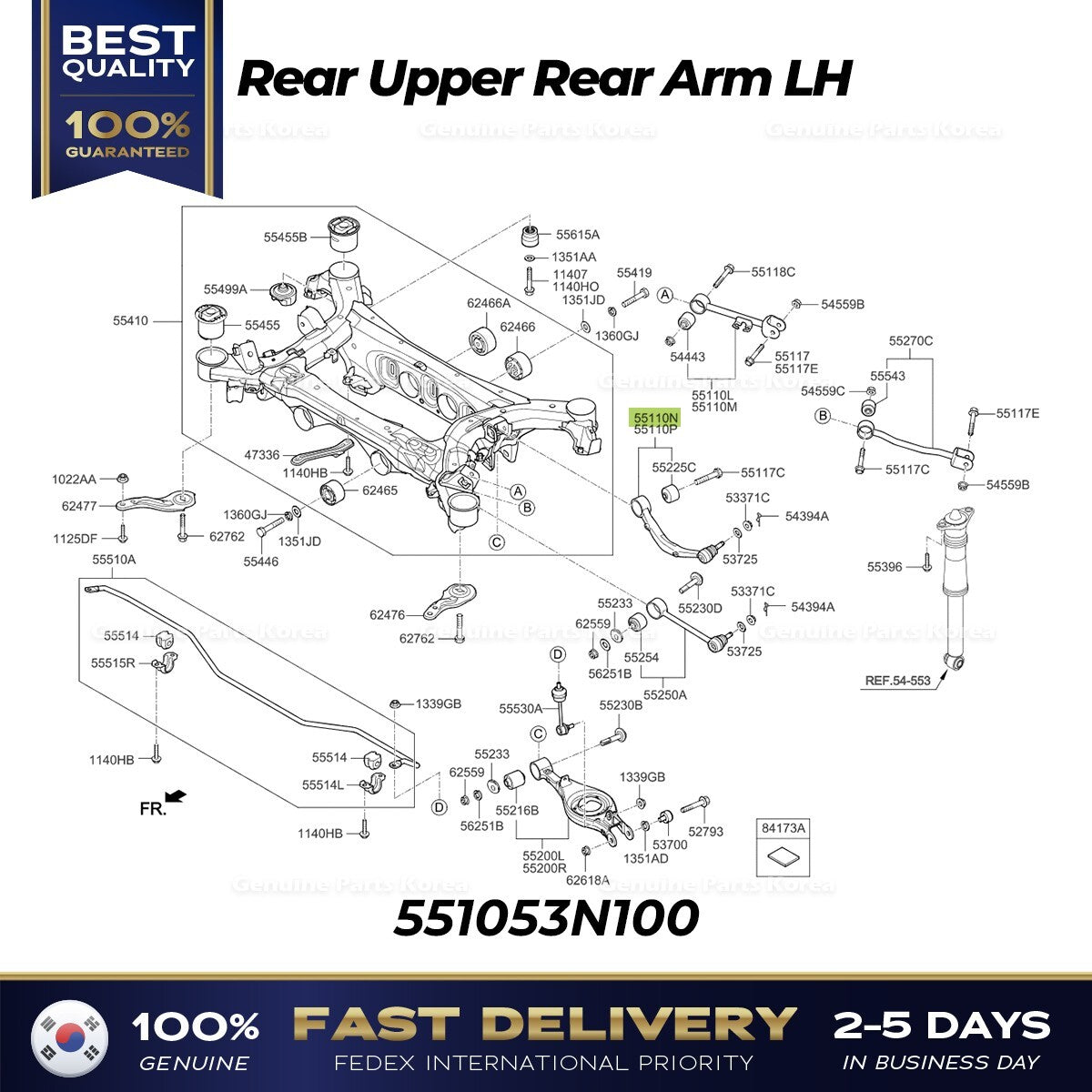 Genuine Rear Upper Rear Arm LH 551053N100 for Hyundai Equus Kia K900