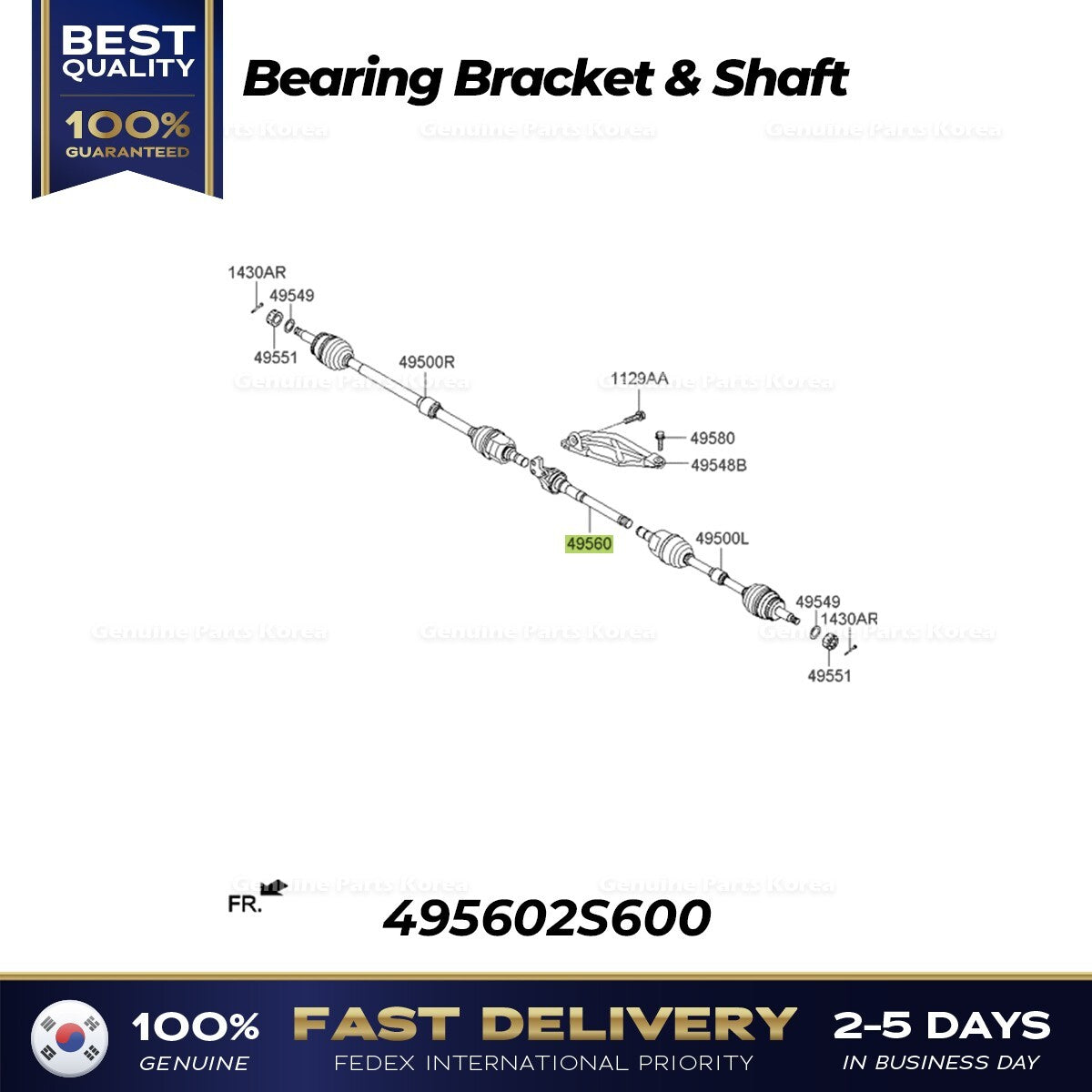 Genuine Bearing Bracket & Shaft 495602S600 for Hyundai Tucson