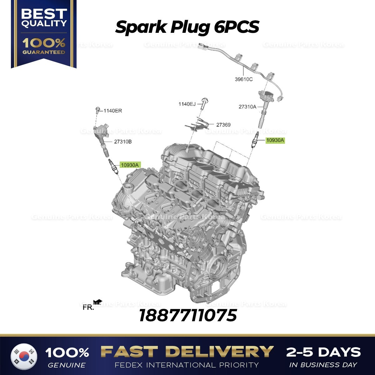 Genuine Spark Plug 6PCS 1887711075 for Kia Carnival