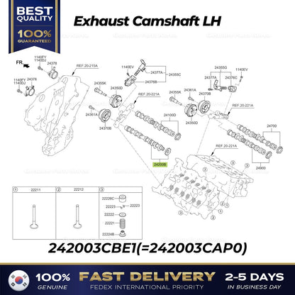 Genuine Exhaust Camshaft LH 242003CBE1 for Hyundai Palisade Kia Sedona