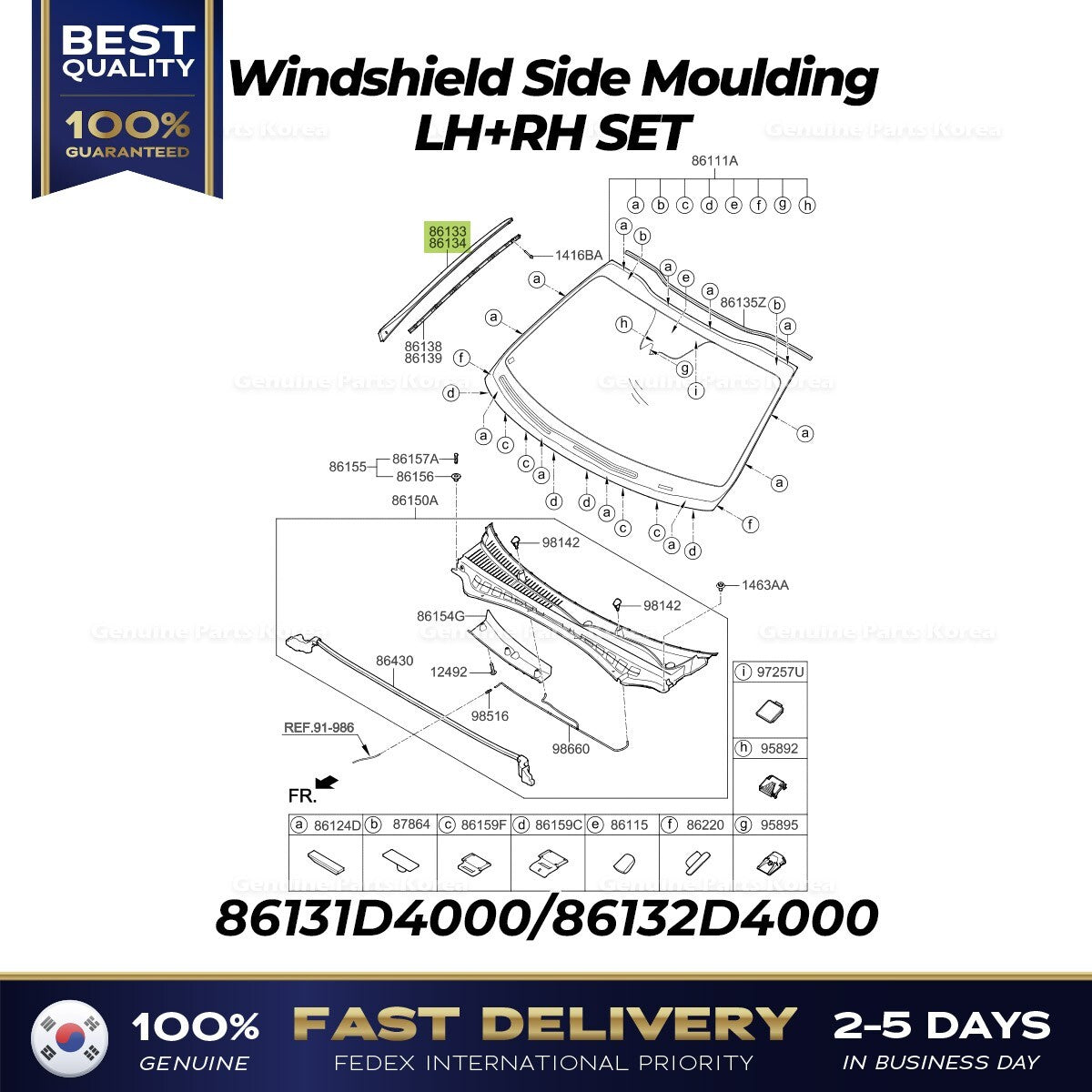 Genuine Windshield Side Moulding LH RH SET for Kia Optima