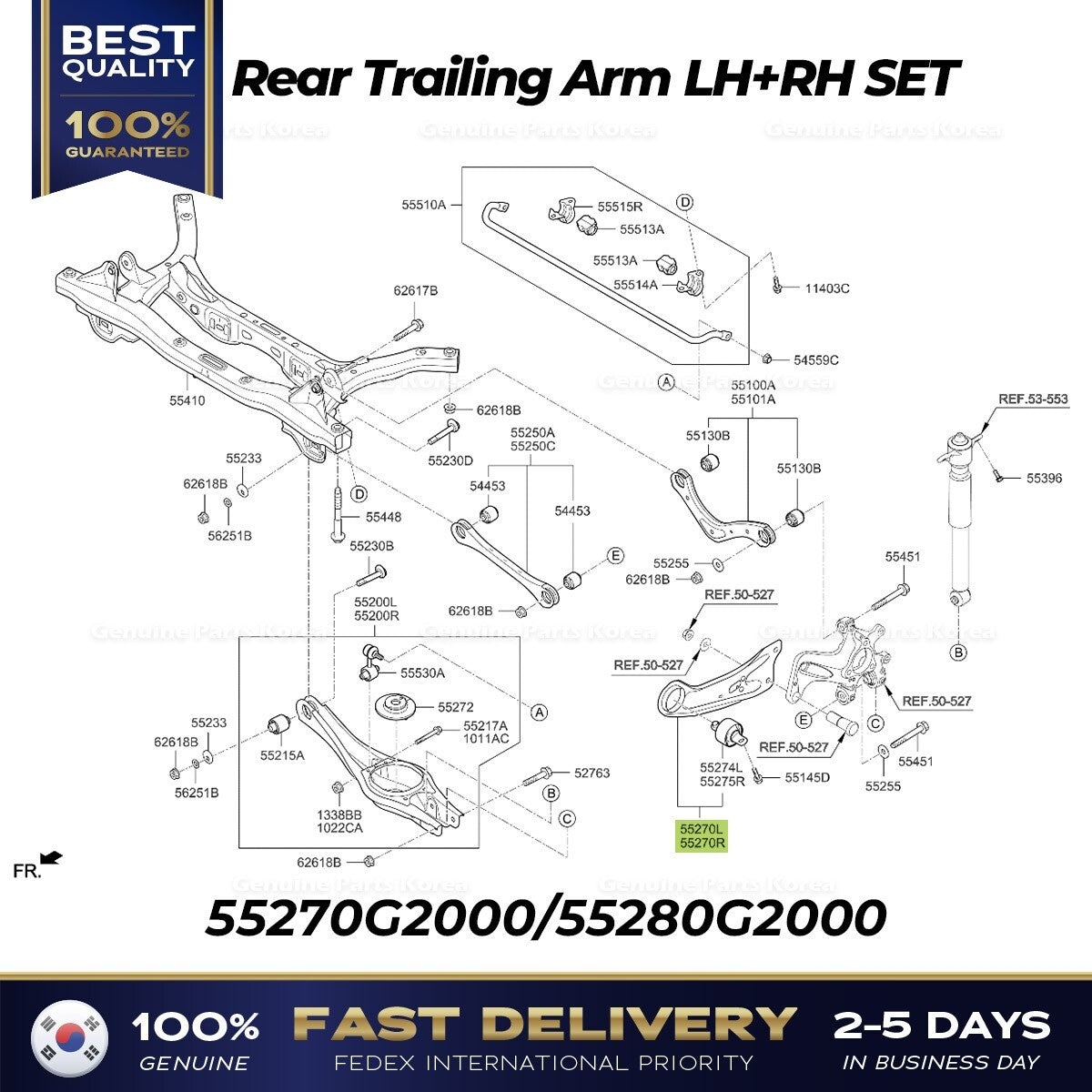 Genuine Rear Trailing Arm LH RH SET for Hyundai Ioniq Kia Niro
