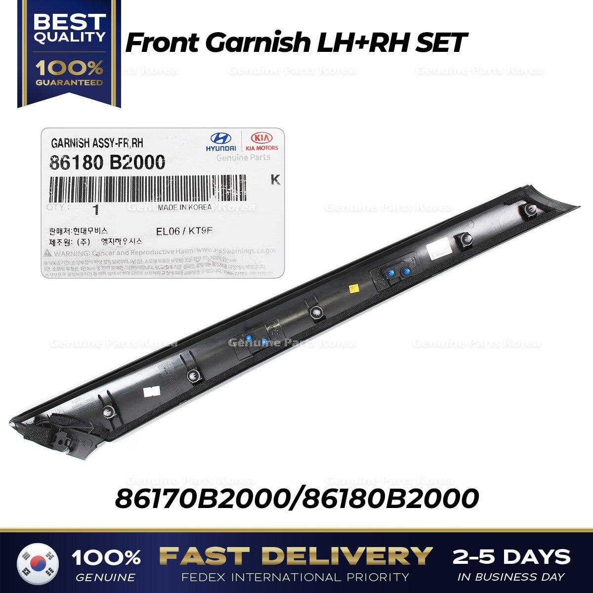 Genuine Front Garnish LH RH SET 86170B2000 86180B2000 for Kia Soul