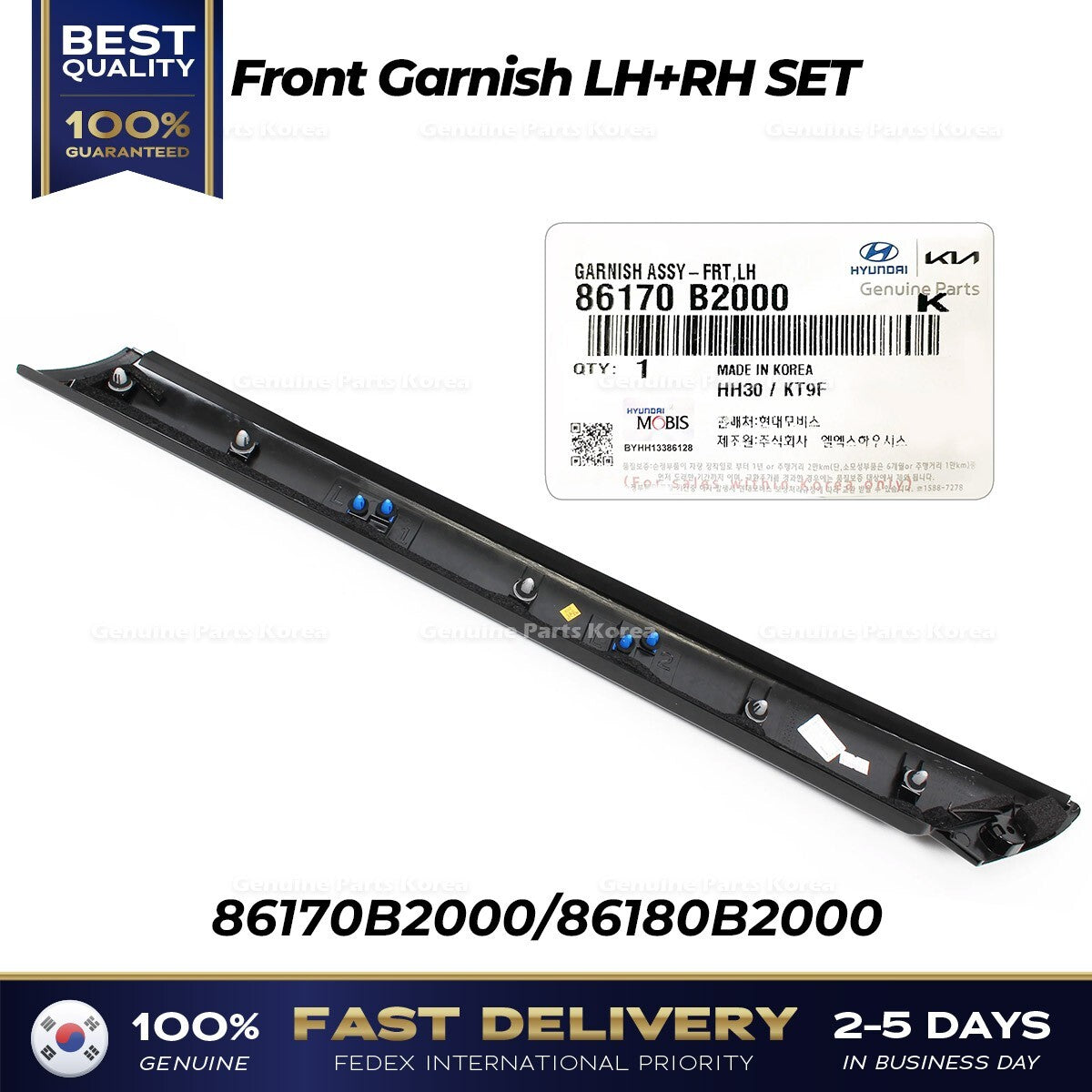 Genuine Front Garnish LH RH SET 86170B2000 86180B2000 for Kia Soul