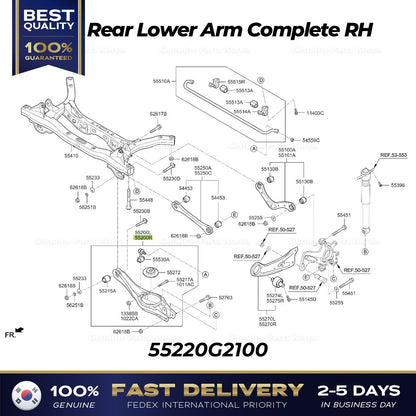Genuine Rear Lower Arm Complete RH 55220G2100 for Hyundai Ioniq Kia Niro