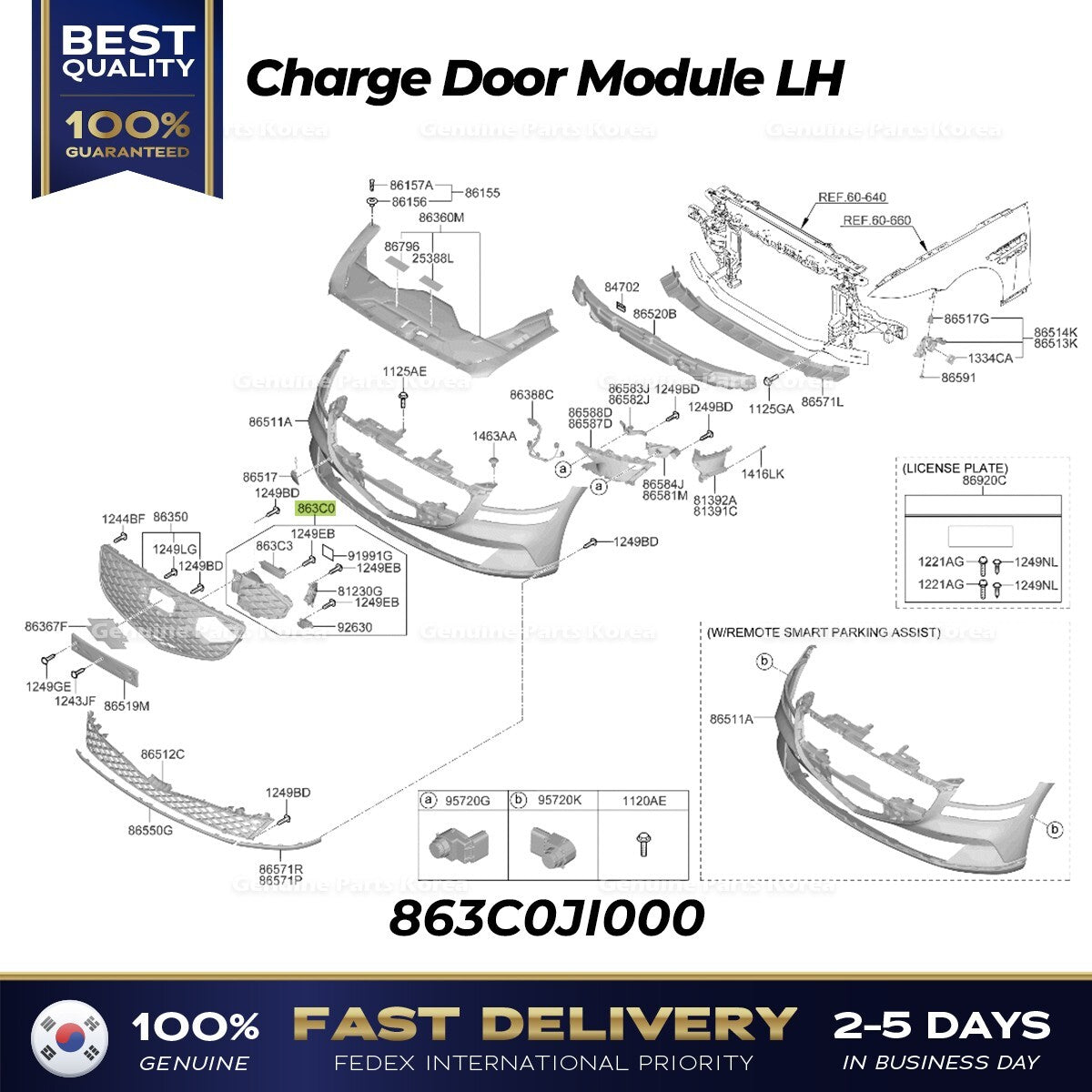 Genuine Charge Door Module LH 863C0JI000 for Genesis Electrified G80
