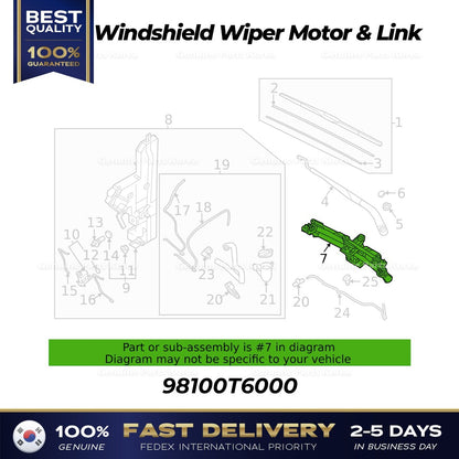 Genuine Windshield Wiper Motor & Link 98100T6000 for Hyundai Genesis GV80