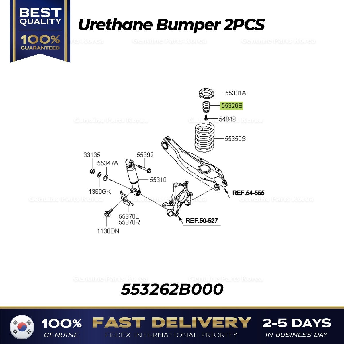 Genuine Urethane Bumper 2PCS 553262B000 for Hyundai Santa Fe