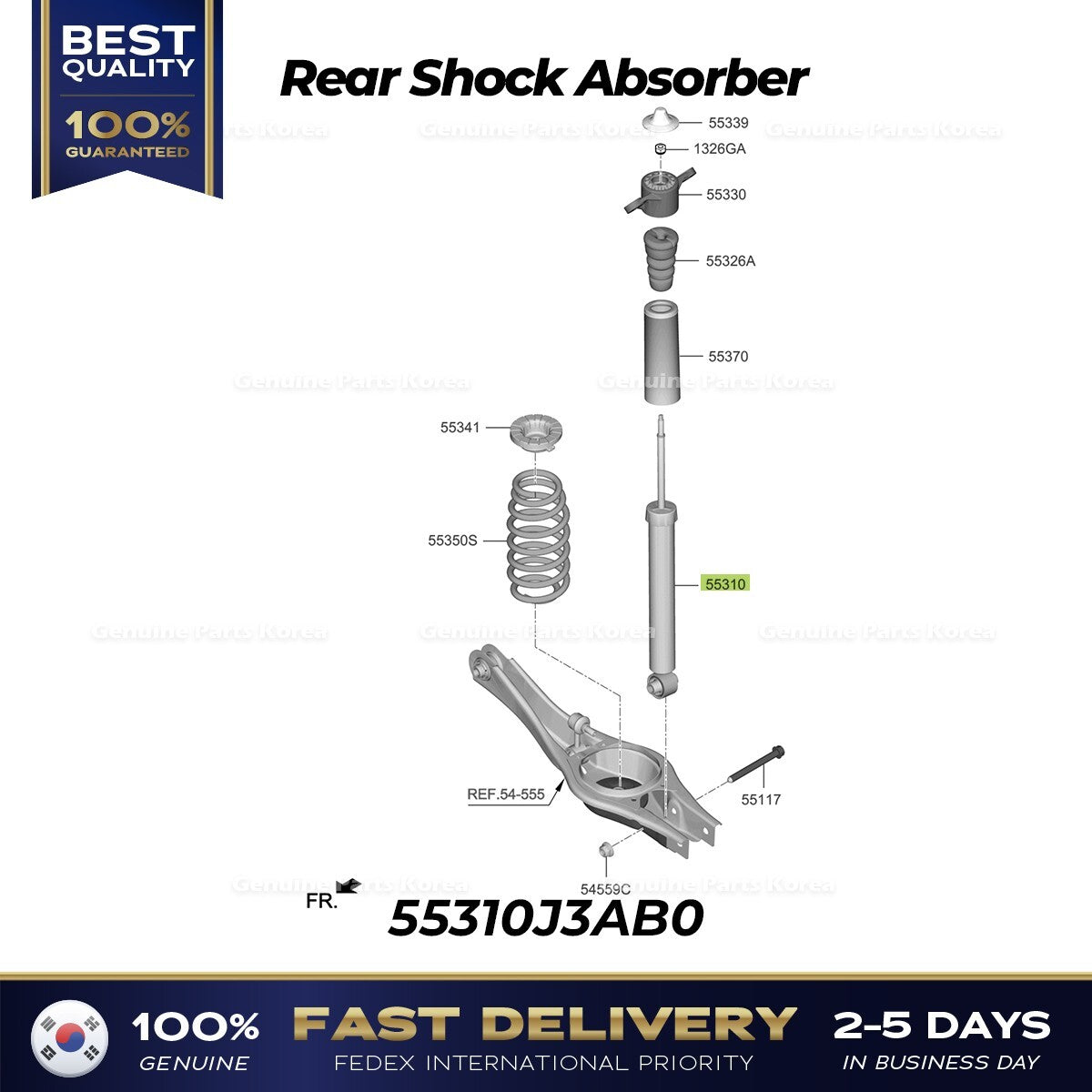 Genuine Rear Shock Absorber 55310J3AB0 for Hyundai Veloster