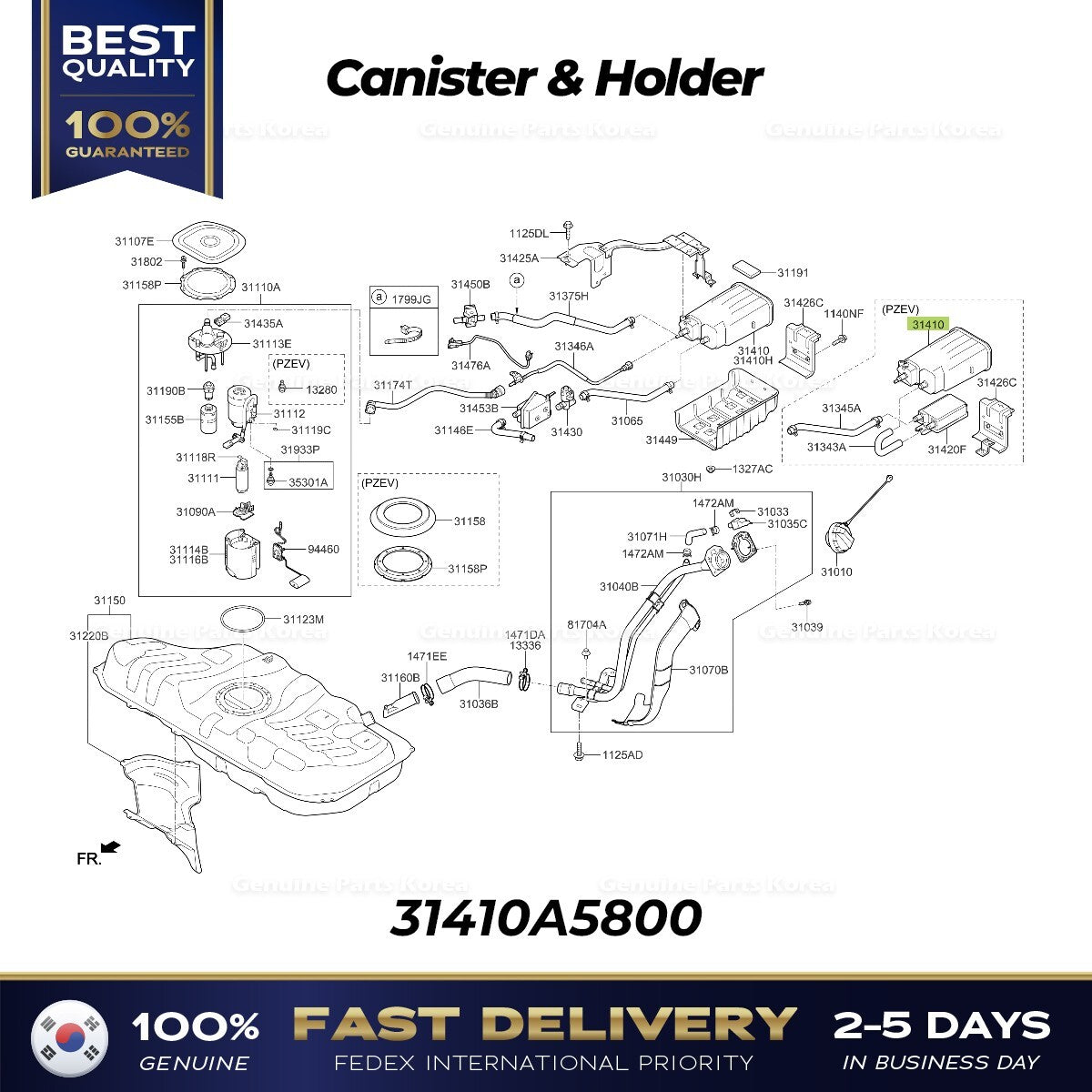 Genuine Canister & Holder 31410A5800 for Hyundai Elantra GT