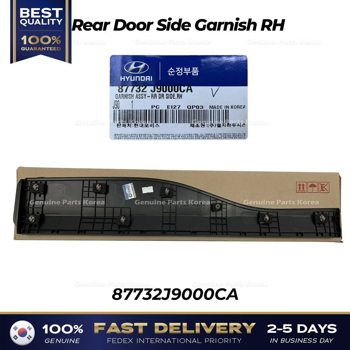 Genuine Rear Door Side Garnish RH 87732J9000CA for Hyundai Kona