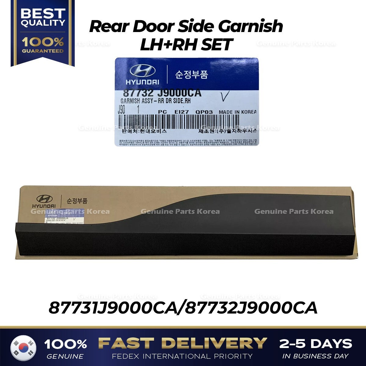Genuine Rear Door Side Garnish LH RH SET for Hyundai Kona