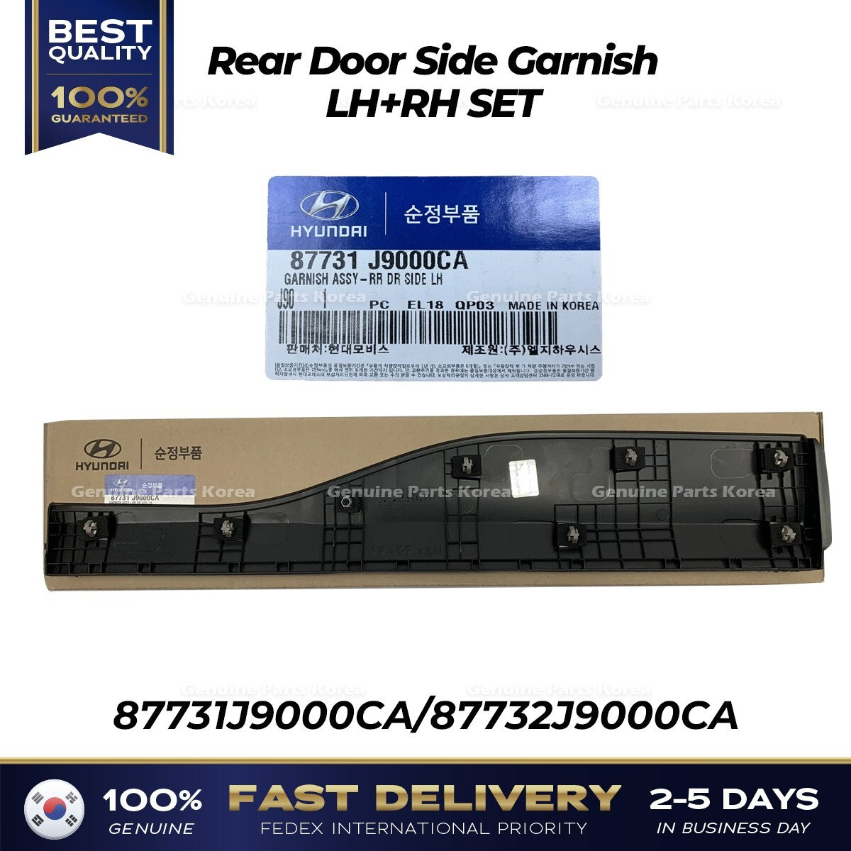 Genuine Rear Door Side Garnish LH RH SET for Hyundai Kona