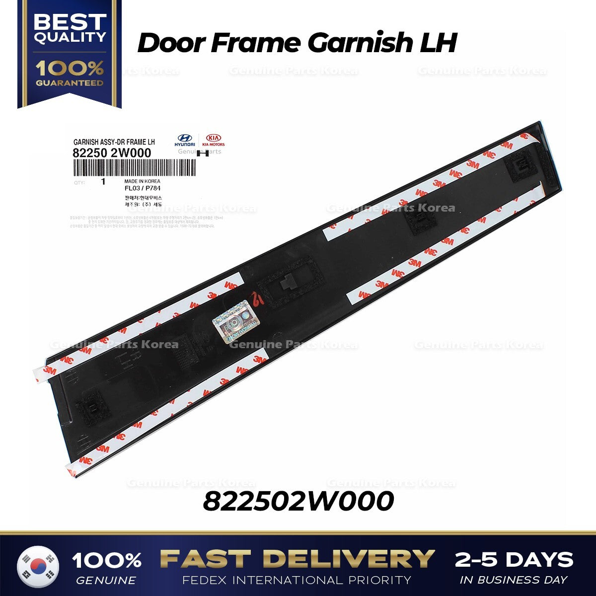 Genuine Door Frame Garnish LH 822502W000 for Hyundai Santa Fe