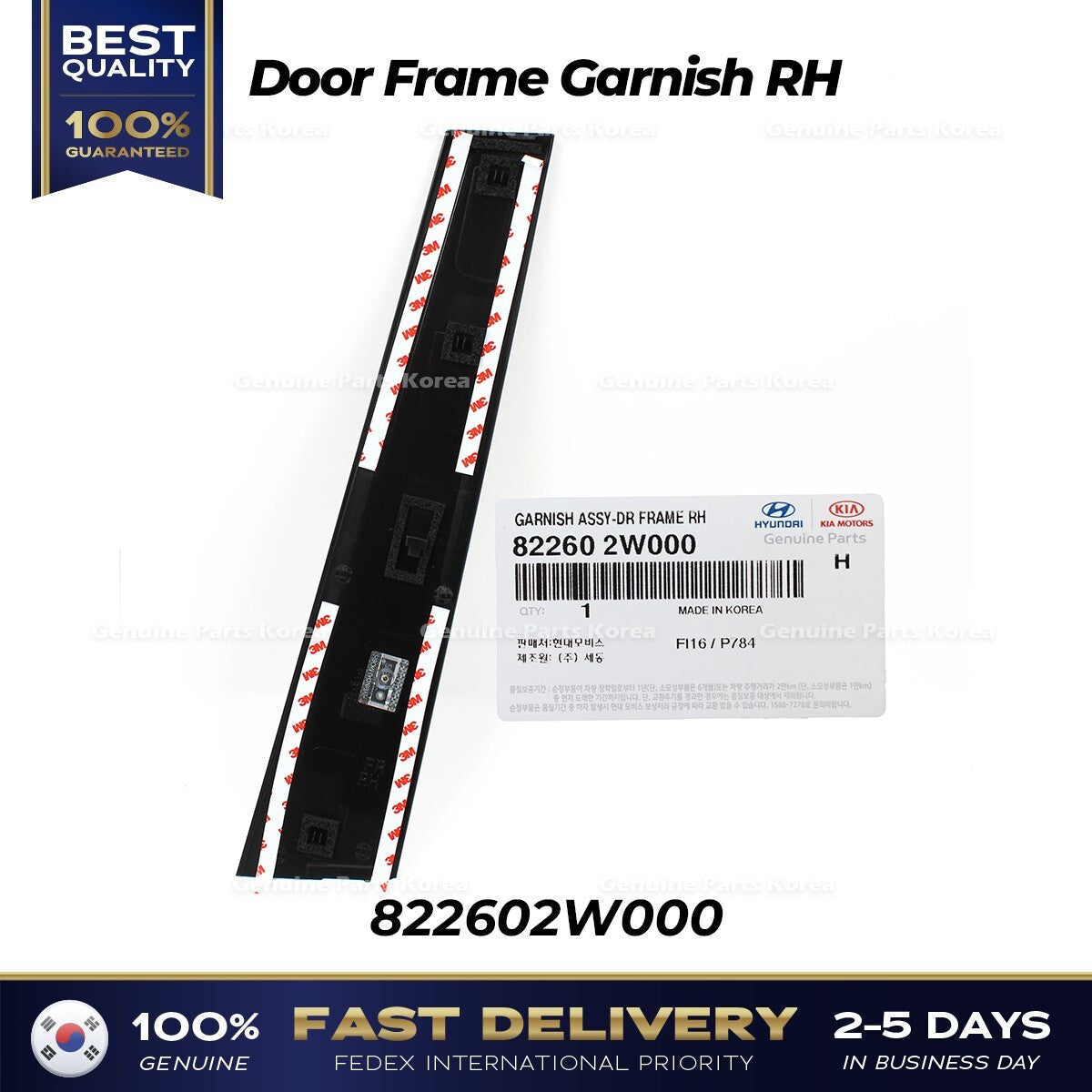 Genuine Door Frame Garnish RH 822602W000 for Hyundai Santa Fe