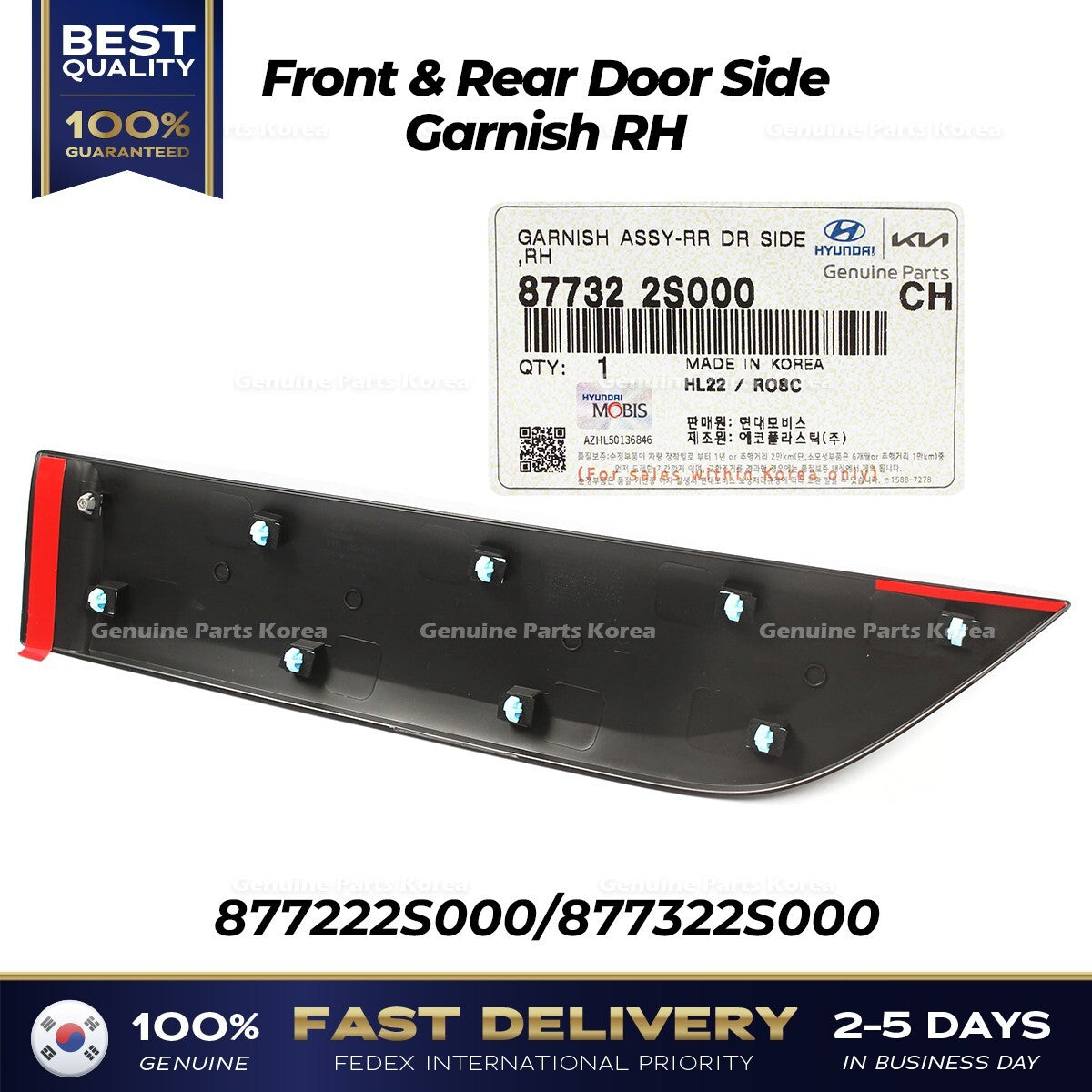 Genuine Front & Rear Door Side Garnish RH for Hyundai Tucson