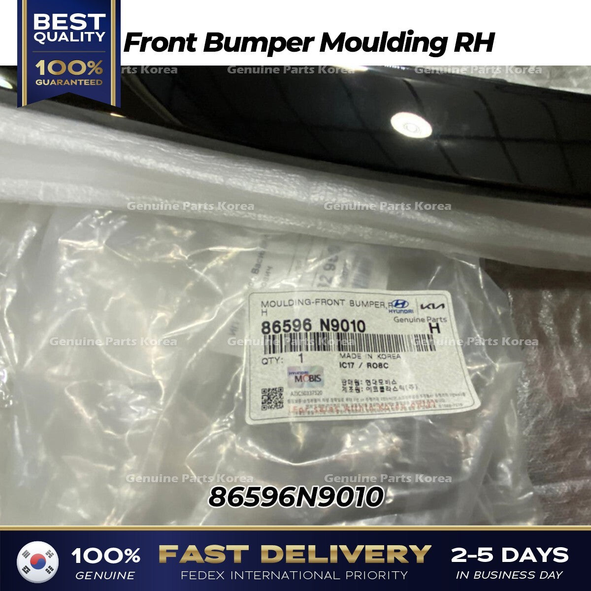 Genuine Front Bumper Moulding RH 86596N9010 for Hyundai Tucson