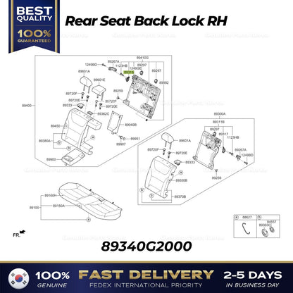 Genuine Rear Seat Back Lock RH 89340G2000 for Hyundai Ioniq