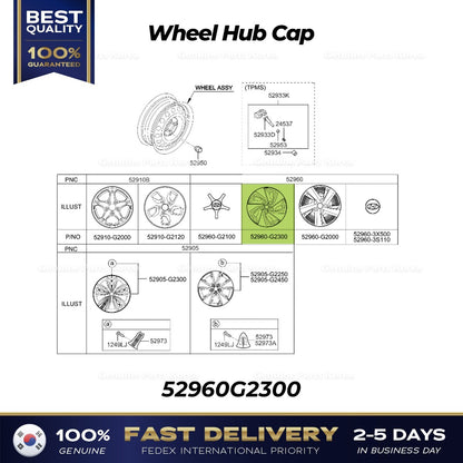 Genuine Wheel Hub Cap 52960G2300 for Hyundai Ioniq