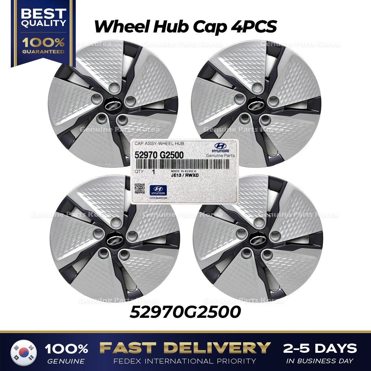 Genuine Wheel Hub Cap 4PCS 52970G2500 for Hyundai Ioniq
