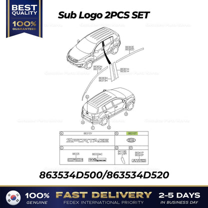 Genuine Sub Logo 2PCS SET 863534D500 863534D520 for Kia Sedona Sportage