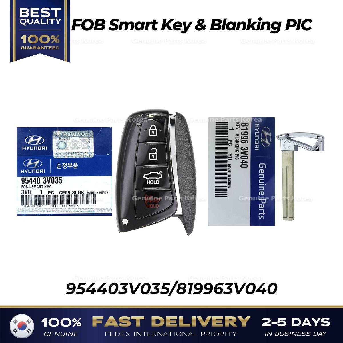 Genuine FOB Smart Key & Blanking PIC 954403V035 for Hyundai Azera