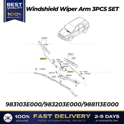 Genuine Windshield Wiper Arm 3PCS SET for Kia Sorento
