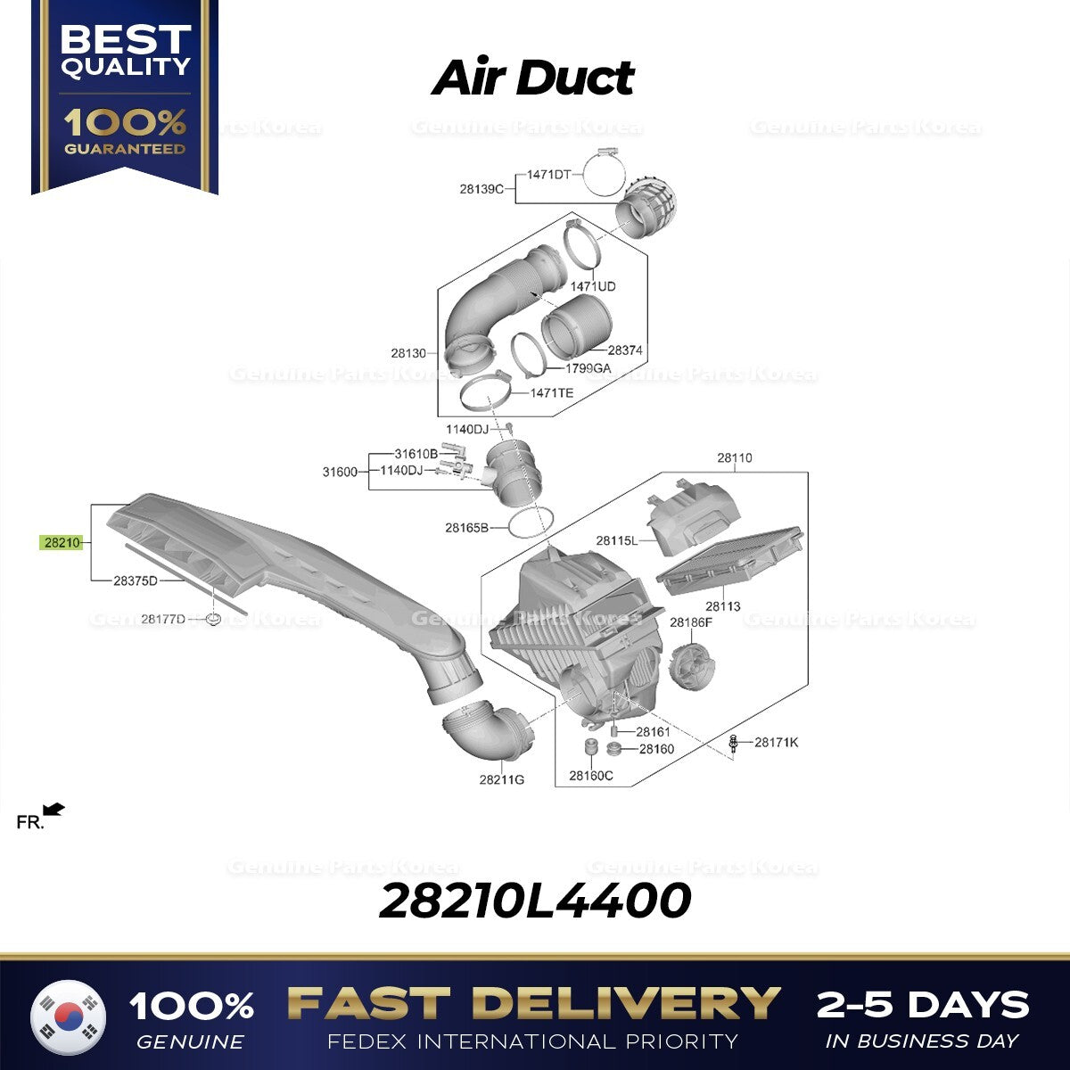 Genuine Air Duct 28210L4400 for Hyundai Sonata Kia K5