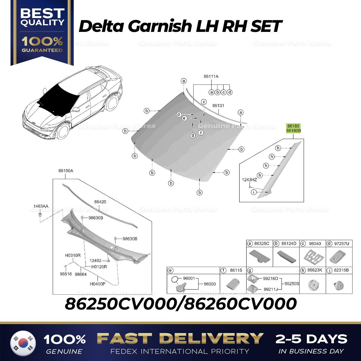 Genuine Delta Garnish LH RH SET 86250CV000 86260CV000 for Kia EV6