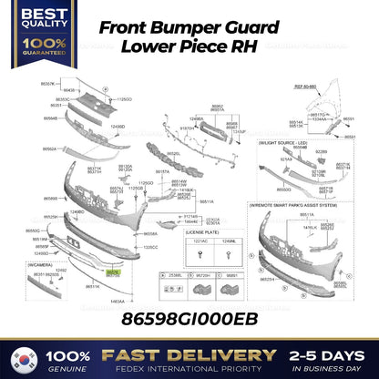 Genuine Front Bumper Guard Lower Piece RH 86598GI000EB for Hyundai Ioniq 5