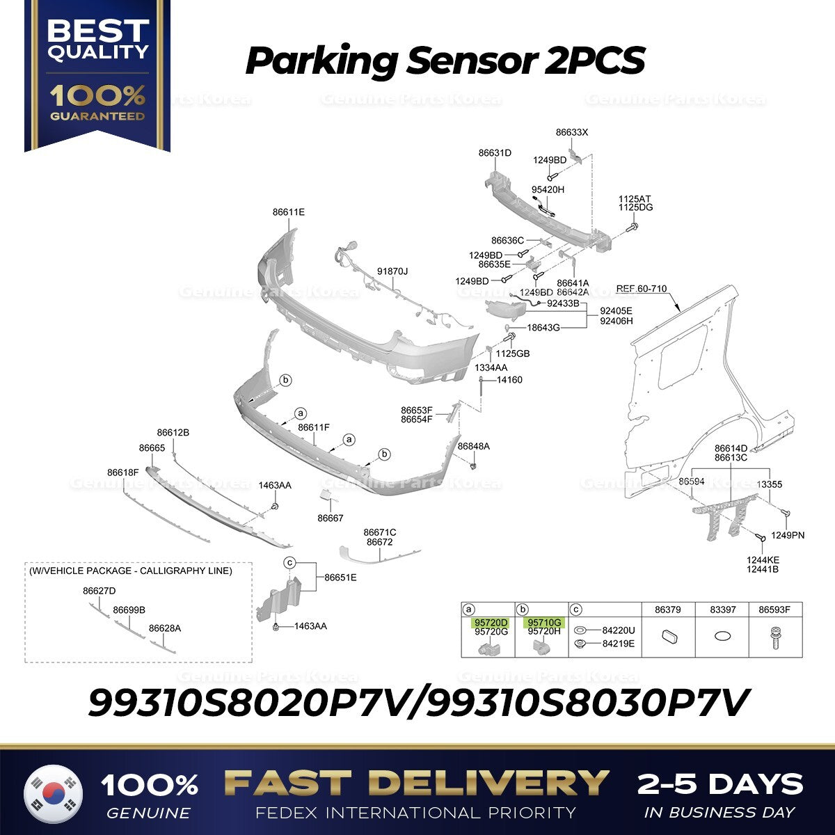 Genuine Parking Sensor 2PCS 99310S8020P7V 99310S8030P7V for Hyundai Palisade