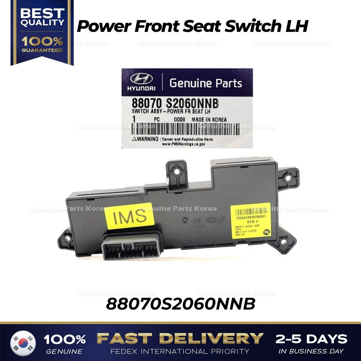 Genuine Power Front Seat Switch LH 88070S2060NNB for Hyundai Palisade