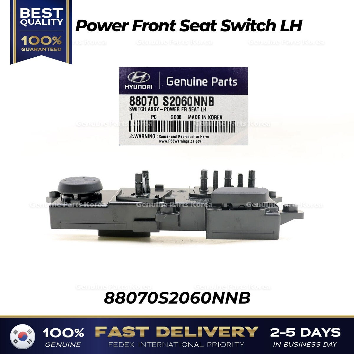 Genuine Power Front Seat Switch LH 88070S2060NNB for Hyundai Palisade