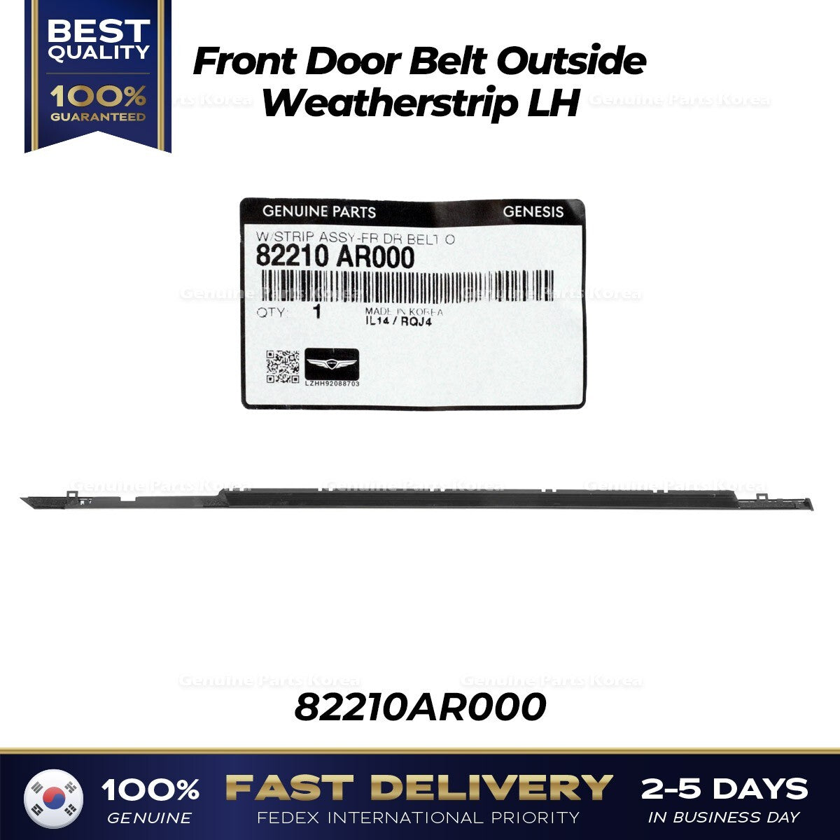 Genuine Front Door Belt Outside Weatherstrip LH 82210AR000 for Genesis GV70