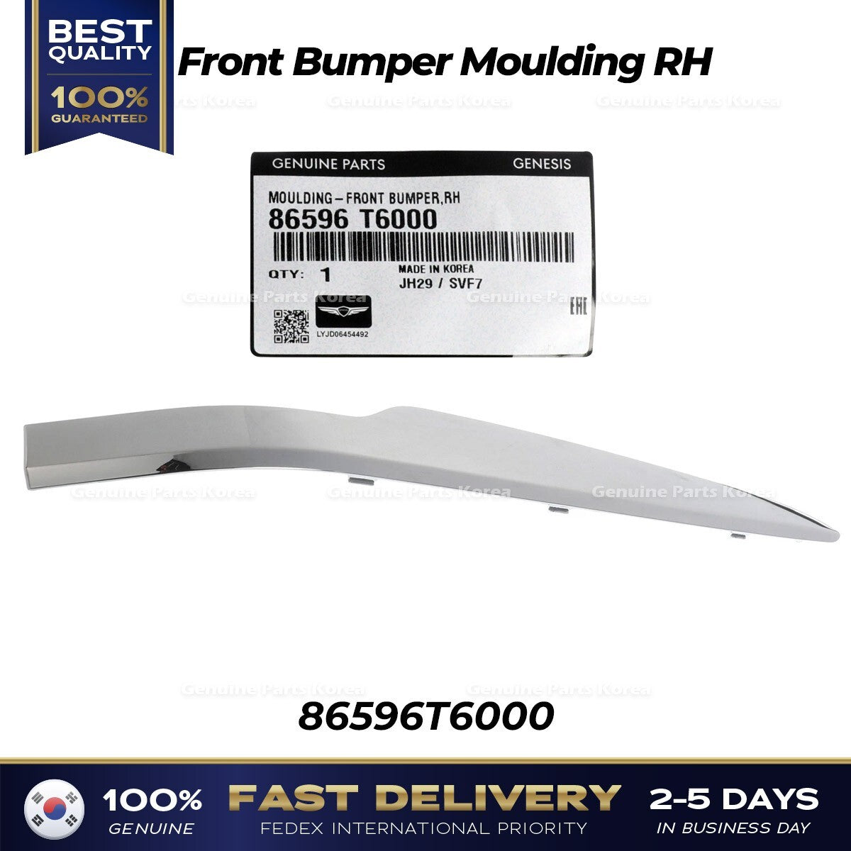 Genuine Front Bumper Moulding RH 86596T6000 for Hyundai Genesis GV80